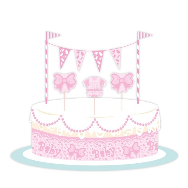 Σετ διακόσμησης για τούρτα - Baby (ροζ) 