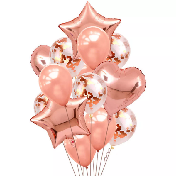 Picture of Rose gold & Confetti Balloon Bundle (14pcs)