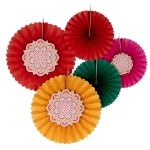 Picture of Multicoloured Mandala Flower Fan Decorations (set 5)