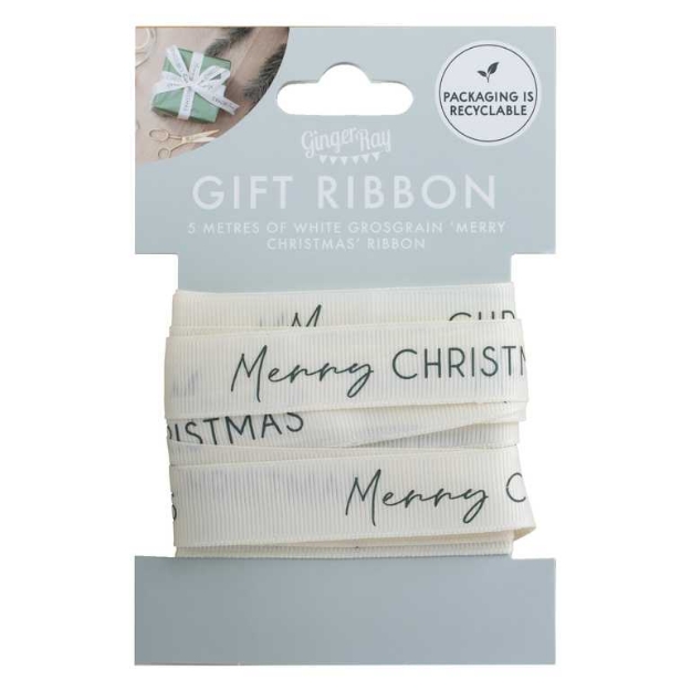 Picture of Cream Merry Christmas Ribbon