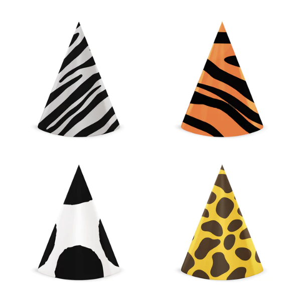 Picture of Party hats - Animal print (4pcs) 