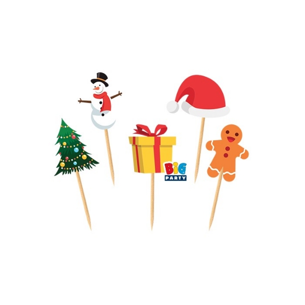 Διακοσμητικά sticks για cupcakes - Merry Christmas (25τμχ)