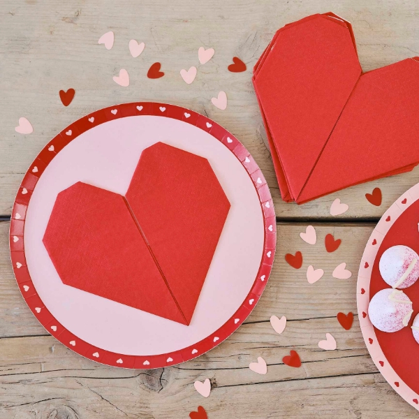 Picture of Paper napkins - Red origami heart (16pcs)