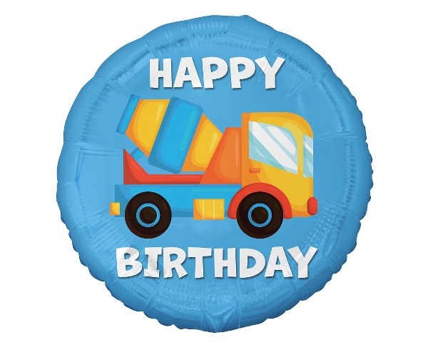 Picture of Foil balloon Concrete mixer - Happy birthday 
