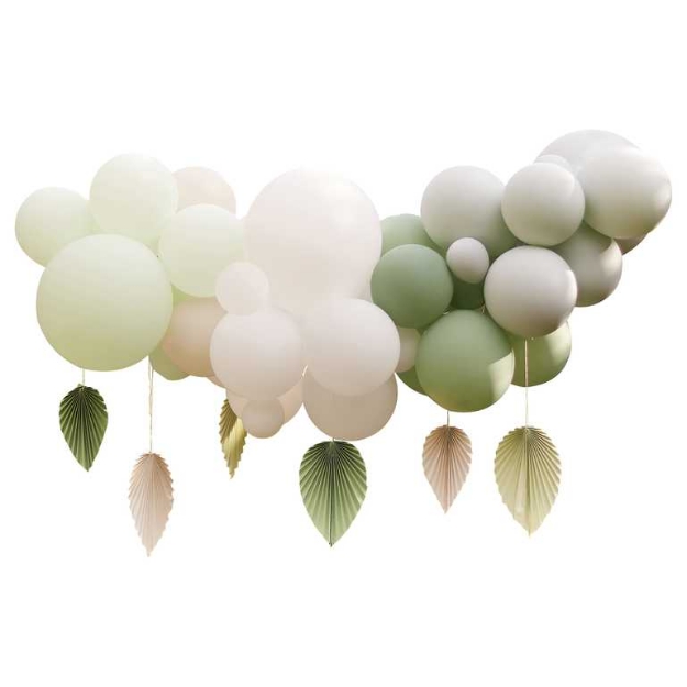 Picture of Sage Balloon Garland with Palm Spear Fans