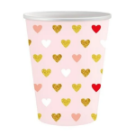 Picture of Paper cups - Pink with hearts (6pcs)