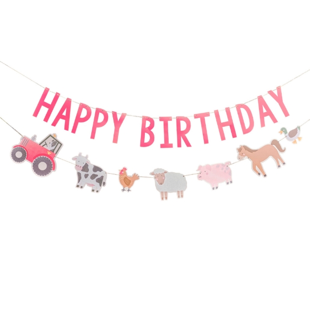 Picture of Garlands - Happy birthday red and farm animals