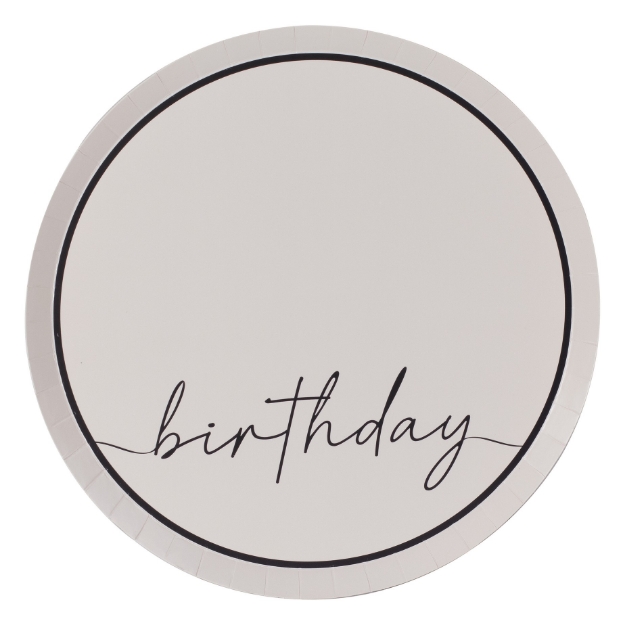 Picture of Dinner paper plates - Birthday nude and black (8pcs)