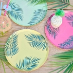 Picture of Hawaiian Tiki Palm Leaf Printed Paper Plates (8pcs)