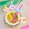 Picture of Hawaiian Paper Party Straws with Flower Toppers (16pcs)