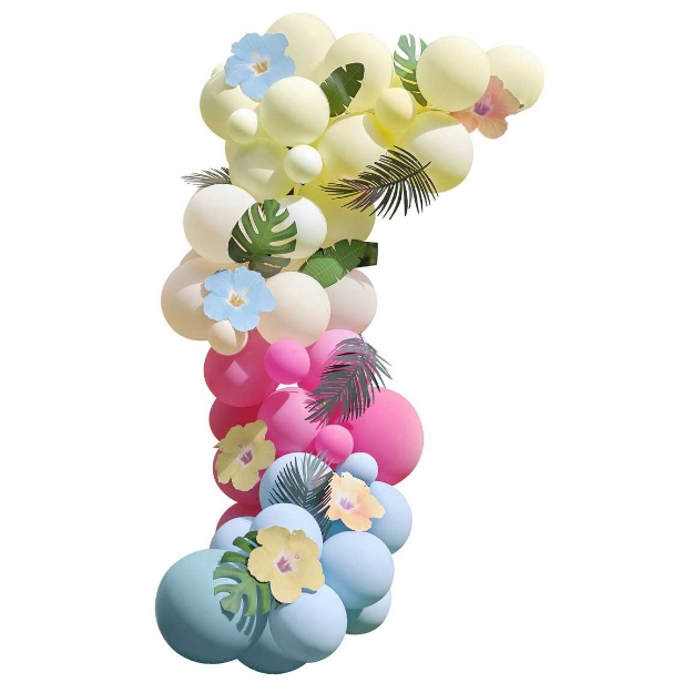 Σετ διακόσμησης με μπαλόνια, φύλλα κι εξωτικά λουλούδια