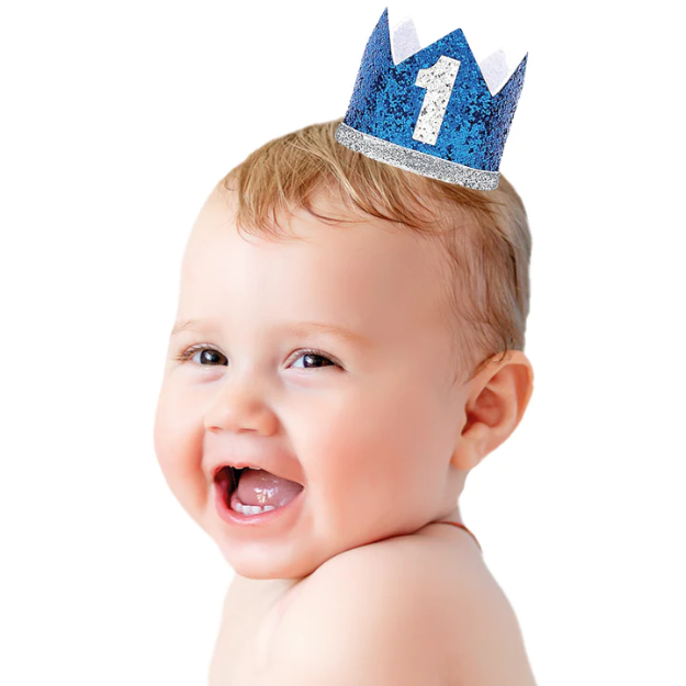 Picture of First birthday blue glitter crown