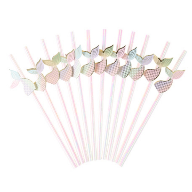 Picture of Paper Straws - Mermaid  tail iridescent (12pcs)