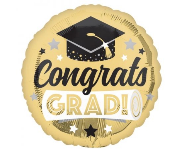 Picture of Graduation foil balloon - Congrats Grad gold