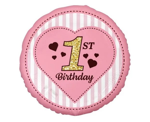 Picture of Foil balloon 1st Birthday - Pink 