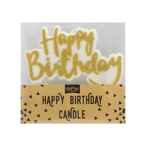 Κερί για τούρτα Happy Birthday χρυσό