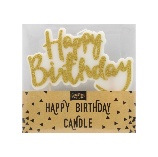 Κερί για τούρτα Happy Birthday χρυσό