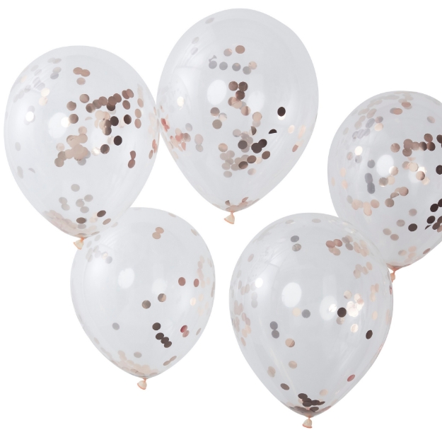Picture of Rose Gold round Confetti Filled Balloons