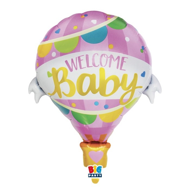 Μπαλόνι foil Welcome baby αερόστατο (ροζ)