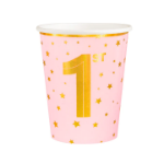 Picture of Paper cups - 1st Birthday pink (6pcs)