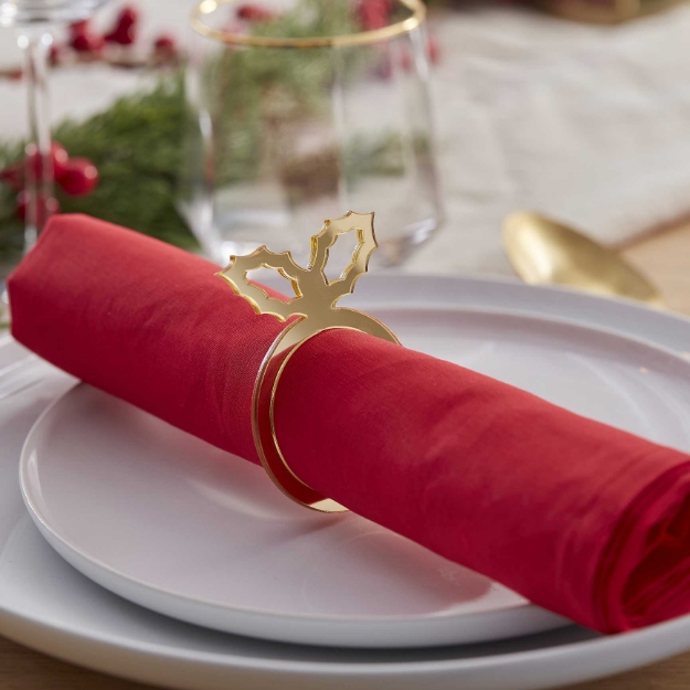 Picture of Gold acrylic napkin rings - Holly (6pcs)