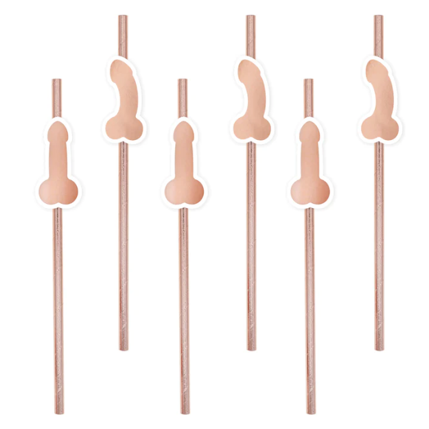 Picture of Rose Gold Paper Straws - Penis (8pcs)