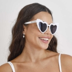 Picture of Pearl embellished heart shaped sunglasses - Bride 