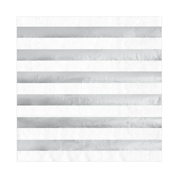 Picture of Paper napkins - Silver and white stripes (20pcs)