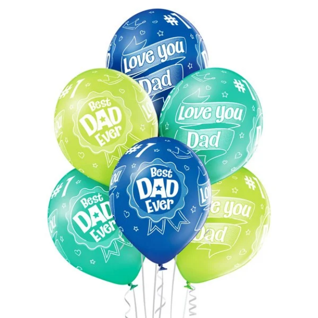Σύνθεση μπαλονιών με ήλιο - Best dad (6 μπαλόνια)