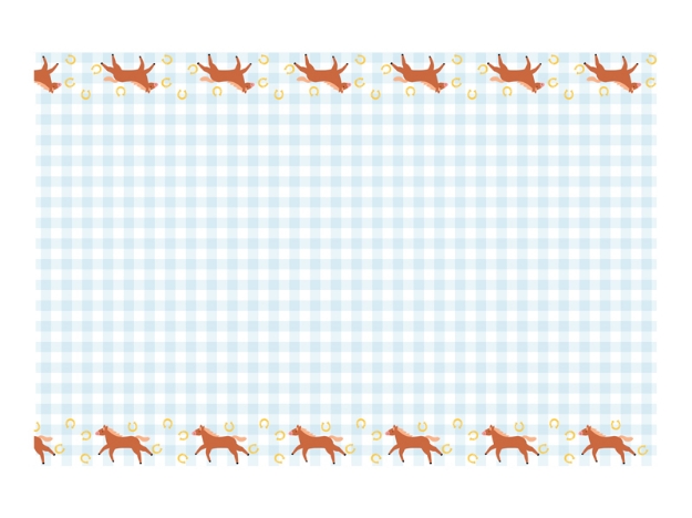 Picture of Paper tablecloth - Checkered with horses (1.20m x 1.80m)