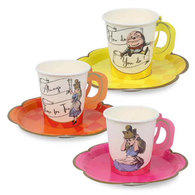 Picture of  Paper Cups & Saucers - Alice in Wonderland Bright (12pcs)