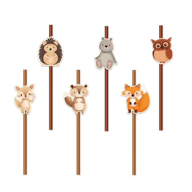 Picture of Paper straws - Woodland animals (6pcs)