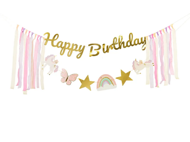 Picture of Banner Happy Birthday Unicorns, 230 x17.5 cm