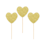 Picture of Cupcake toppers - Gold glitter hearts (6pcs)