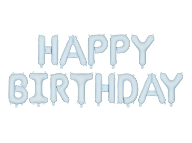 Μπαλόνια σετ HAPPY BIRTHDAY light blue/grey