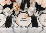 Picture of Dinner Paper plates Happy Birthday with bow (6pcs)